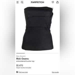 Women’s Farfetch Rick Owens Blk embroidered bustier top